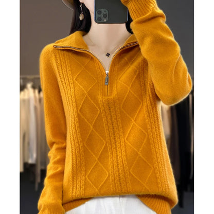 The Elvarisse – Soft Twisted-Knit Turtleneck Pullover