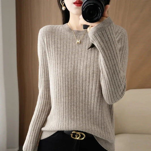 The Arlénise – Soft Striped O-Neck Winter Sweater