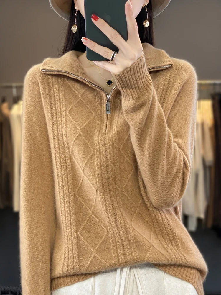 The Elvarisse – Soft Twisted-Knit Turtleneck Pullover
