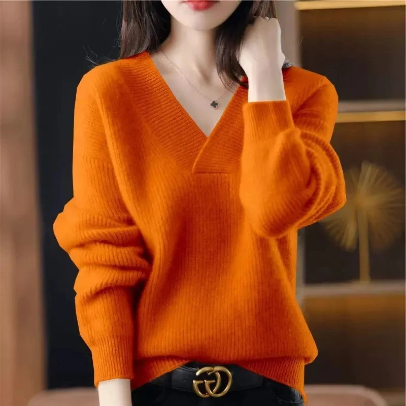 The Lévianne – Soft V-Neck Autumn Sweater