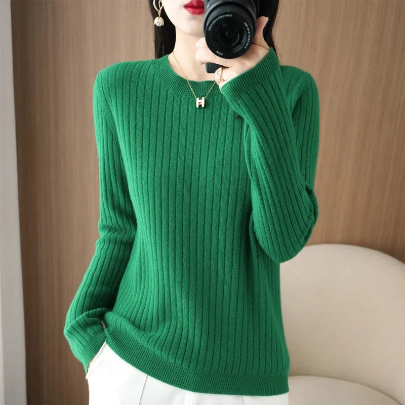 The Arlénise – Soft Striped O-Neck Winter Sweater