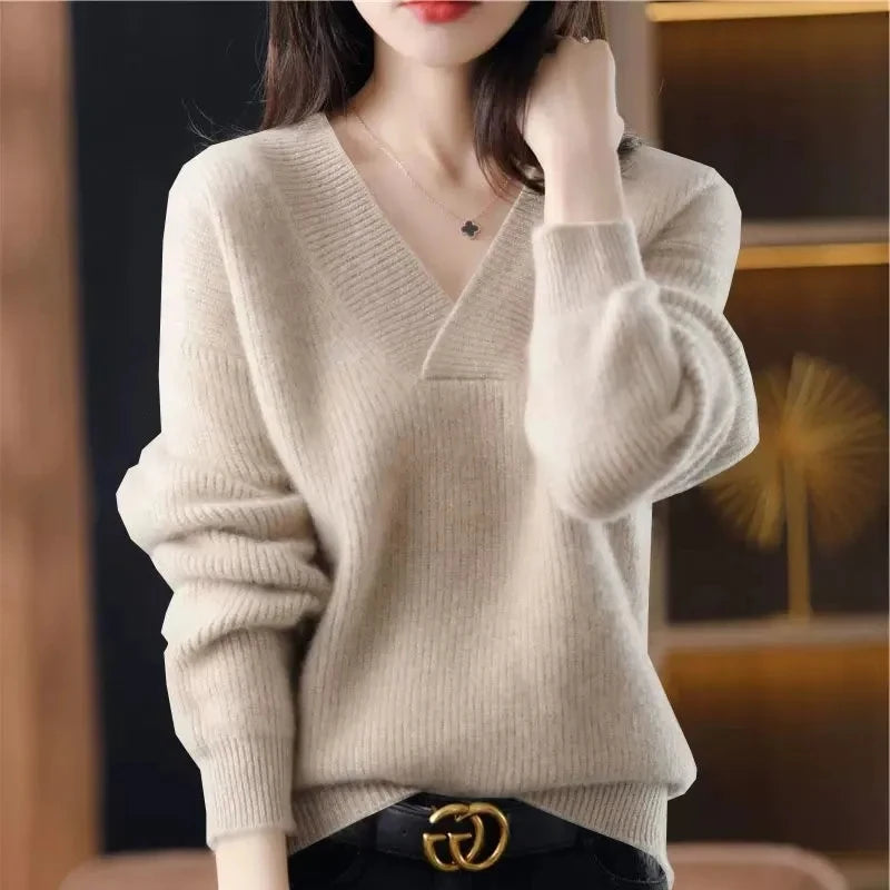 The Lévianne – Soft V-Neck Autumn Sweater