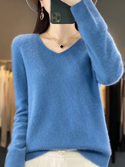 The Marivora – 100% Merino V-Neck Sweater