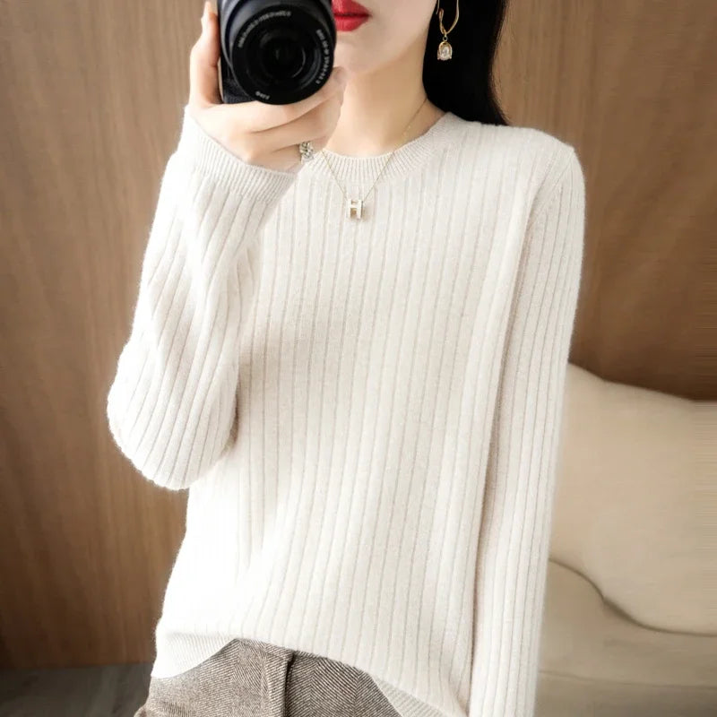 The Arlénise – Soft Striped O-Neck Winter Sweater