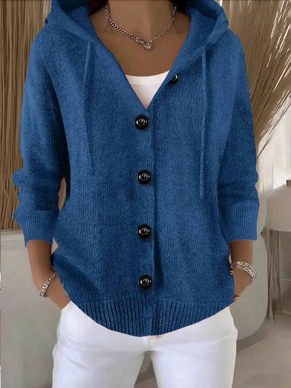 The Valestra – Hooded Button Knit Cardigan