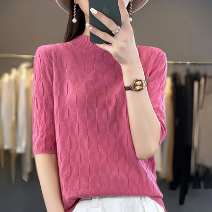 The Solyvene – Lightweight Semi-High Neck Knit Top