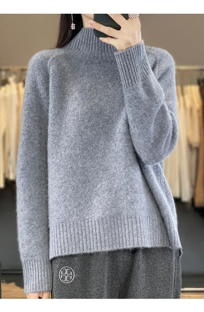 The Avelourne – High-Neck Pure Wool Sweater