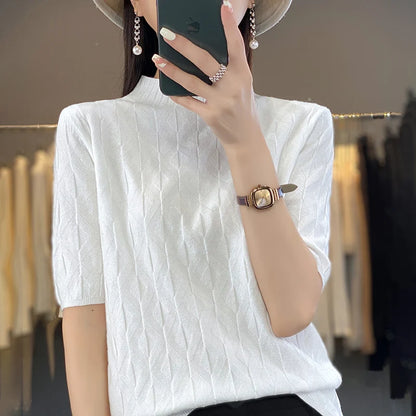 The Solyvene – Lightweight Semi-High Neck Knit Top