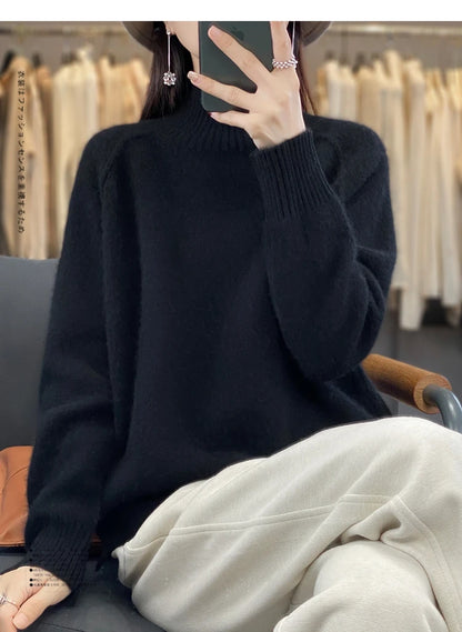 The Avelourne – High-Neck Pure Wool Sweater