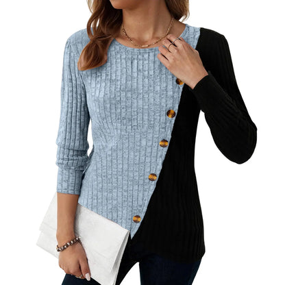 The Clévarine – Elegant Button-Down Knit Top