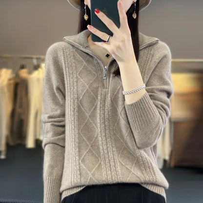 The Elvarisse – Soft Twisted-Knit Turtleneck Pullover