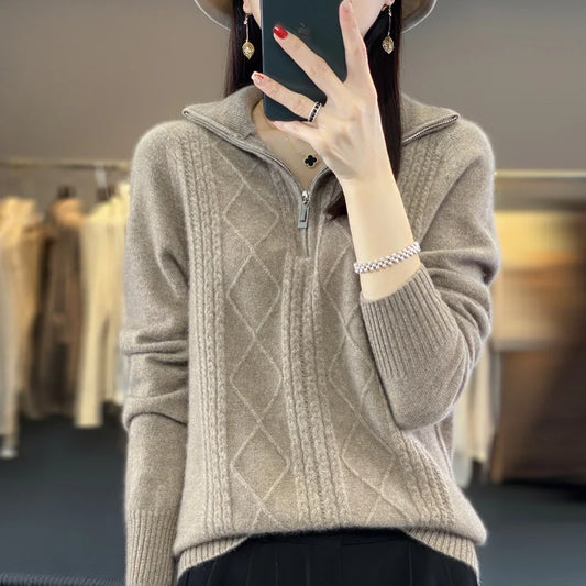 The Elvarisse – Soft Twisted-Knit Turtleneck Pullover