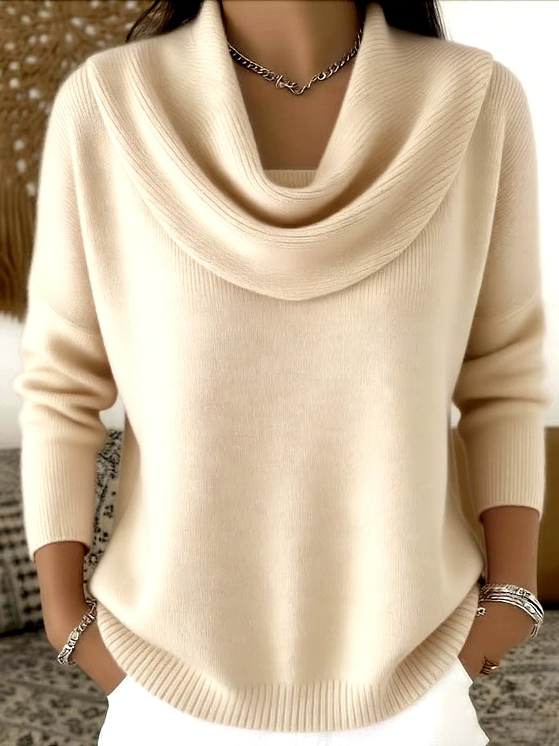 The Arneselle – Stacked Collar Knit Pullover