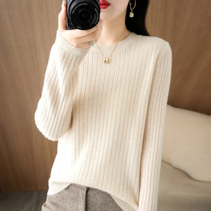 The Arlénise – Soft Striped O-Neck Winter Sweater
