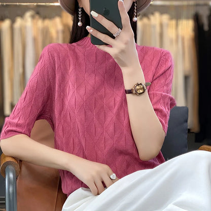 The Solyvene – Lightweight Semi-High Neck Knit Top