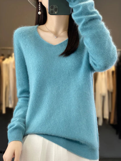 The Marivora – 100% Merino V-Neck Sweater