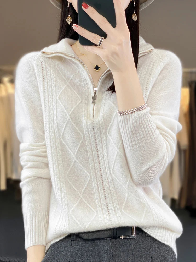 The Elvarisse – Soft Twisted-Knit Turtleneck Pullover