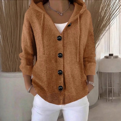 The Valestra – Hooded Button Knit Cardigan