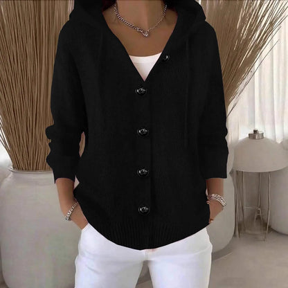 The Valestra – Hooded Button Knit Cardigan