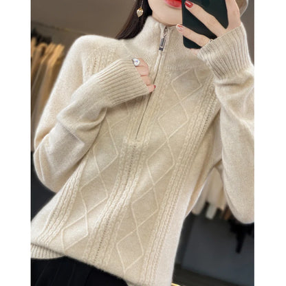 The Elvarisse – Soft Twisted-Knit Turtleneck Pullover