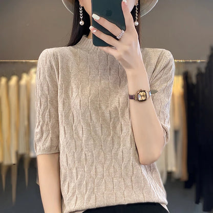 The Solyvene – Lightweight Semi-High Neck Knit Top