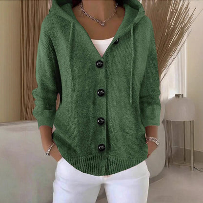 The Valestra – Hooded Button Knit Cardigan