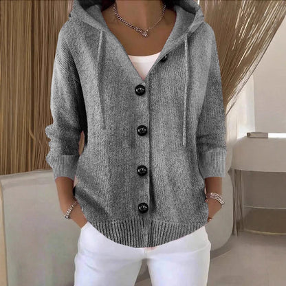 The Valestra – Hooded Button Knit Cardigan