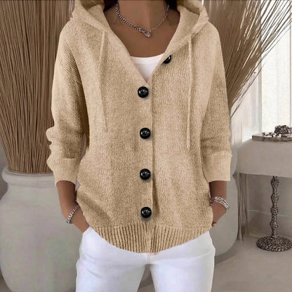 The Valestra – Hooded Button Knit Cardigan