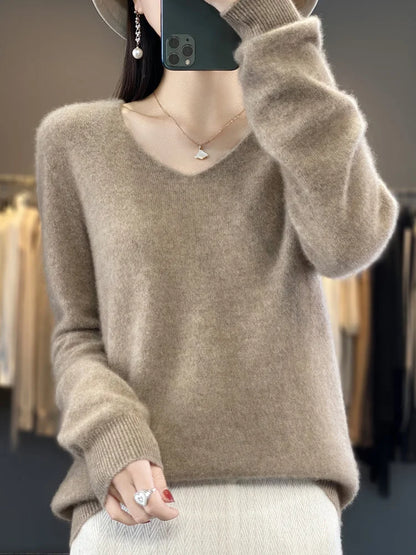 The Marivora – 100% Merino V-Neck Sweater