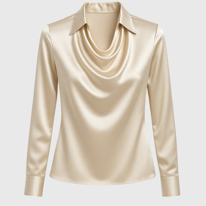 The Selvaris – Elegant Satin Drape Blouse