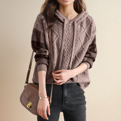 The Norielle – Cable Knit Hoodie Sweater