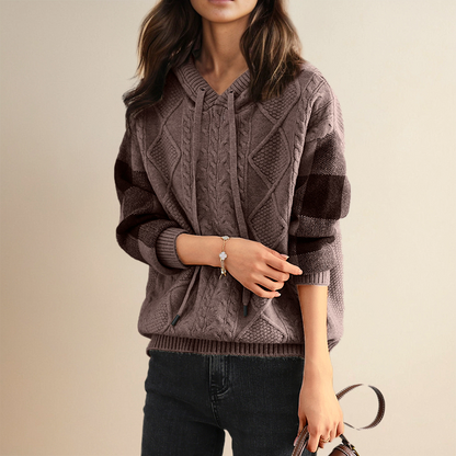 The Norielle – Cable Knit Hoodie Sweater