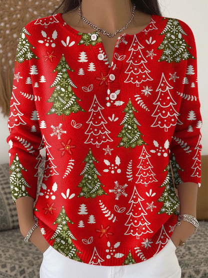 The Serenova – Festive Button-Detail Christmas Sweater