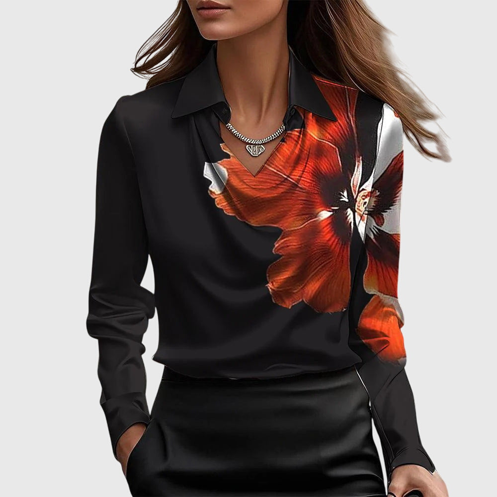 The Selvaris – Elegant Satin Drape Blouse
