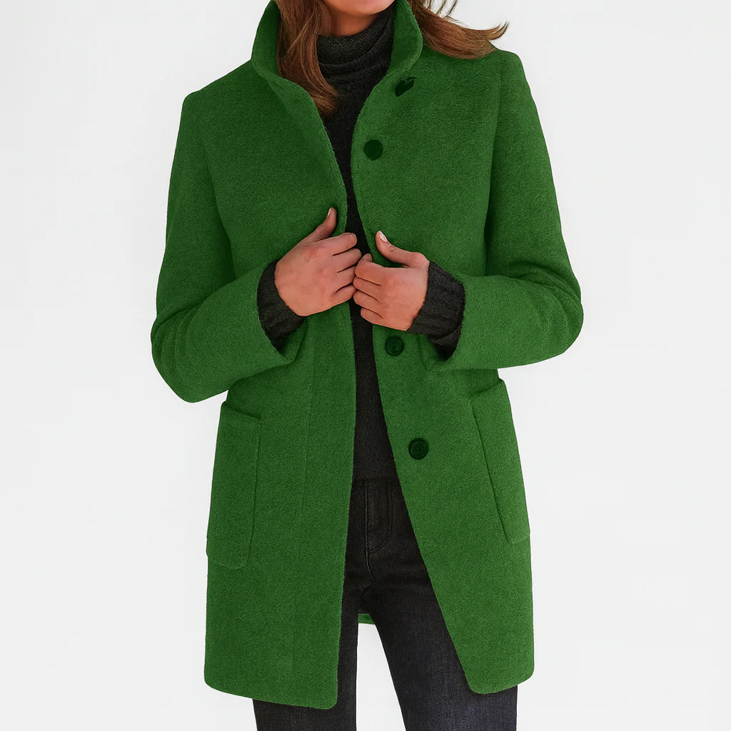 The Marivelle Coat – Soft Wool High-Neck Winter Coat