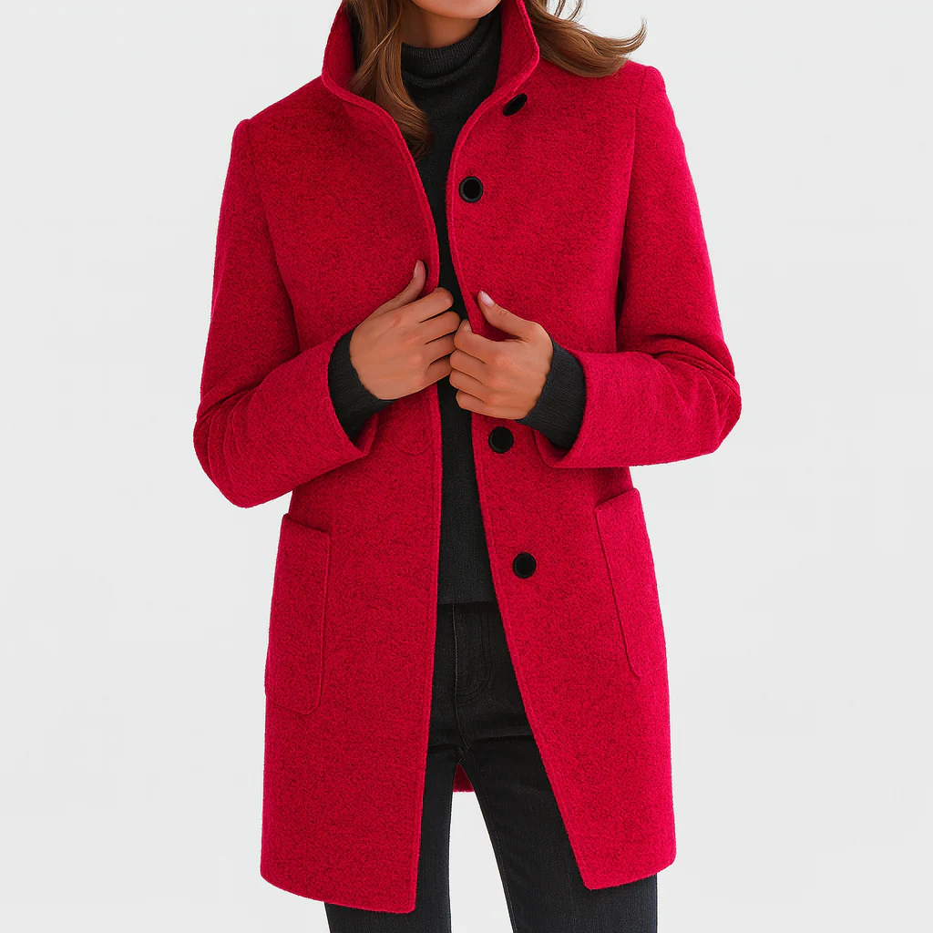 The Marivelle Coat – Soft Wool High-Neck Winter Coat