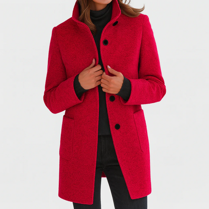 The Marivelle Coat – Soft Wool High-Neck Winter Coat