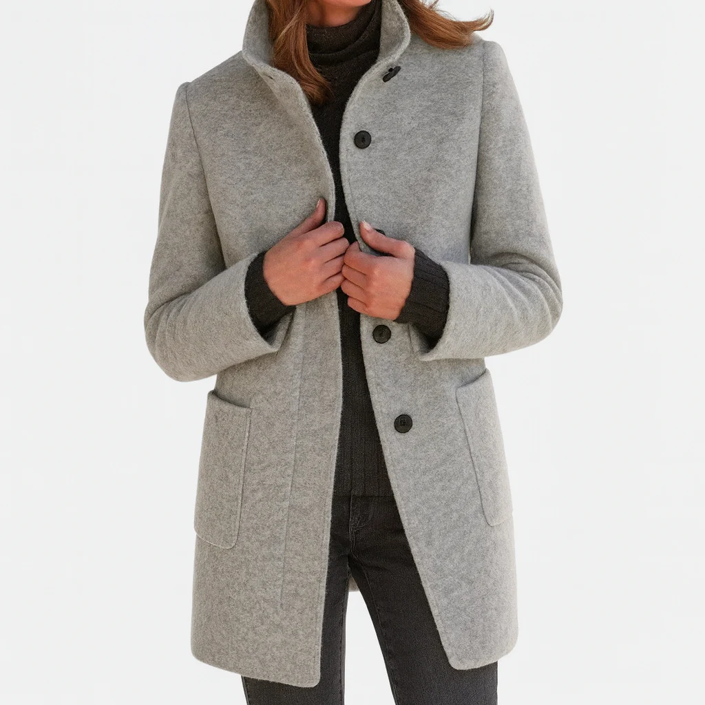 The Marivelle Coat – Soft Wool High-Neck Winter Coat