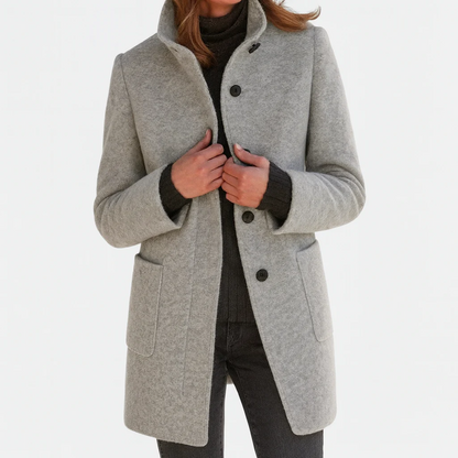 The Marivelle Coat – Soft Wool High-Neck Winter Coat