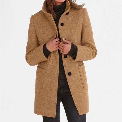 The Marivelle Coat – Soft Wool High-Neck Winter Coat