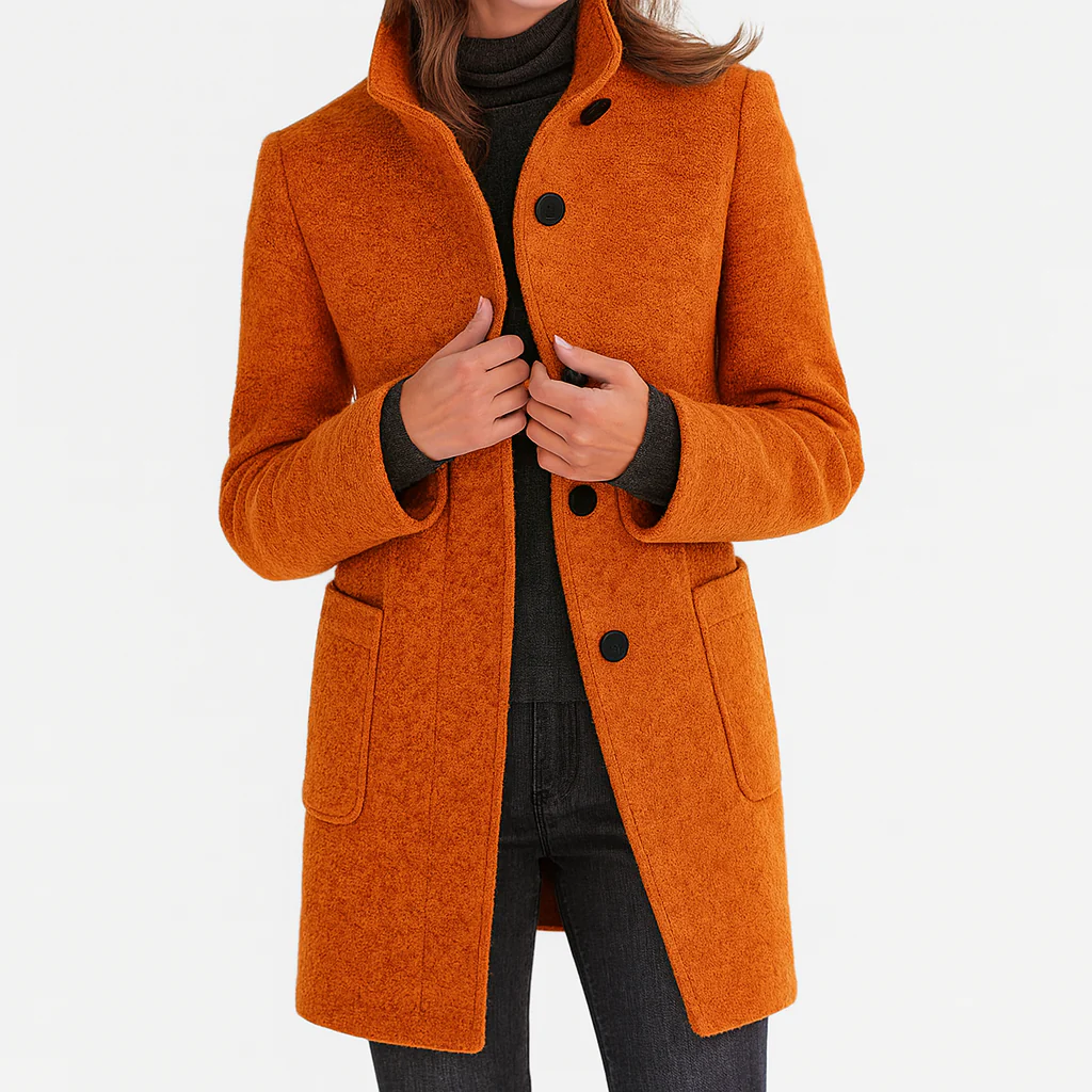 The Marivelle Coat – Soft Wool High-Neck Winter Coat