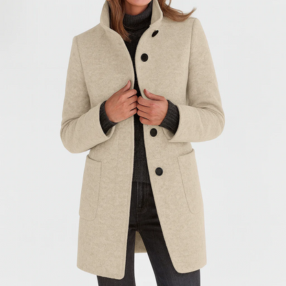 The Marivelle Coat – Soft Wool High-Neck Winter Coat
