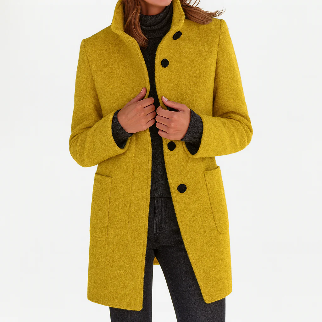 The Marivelle Coat – Soft Wool High-Neck Winter Coat