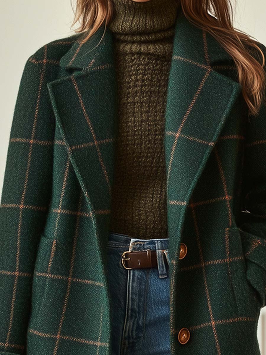 The Marisse - Classic Plaid Wool Coat