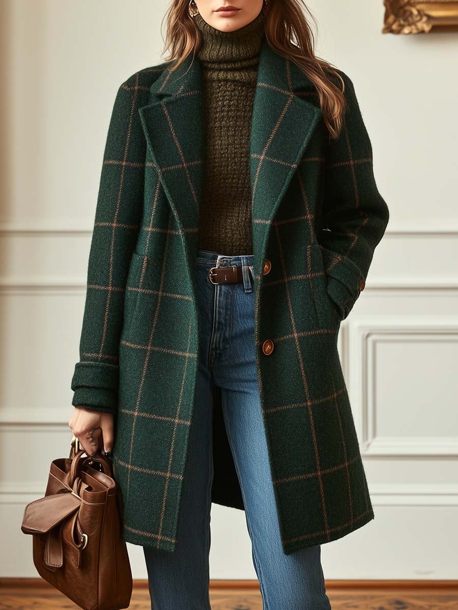 The Marisse - Classic Plaid Wool Coat