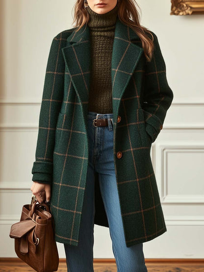 The Marisse - Classic Plaid Wool Coat