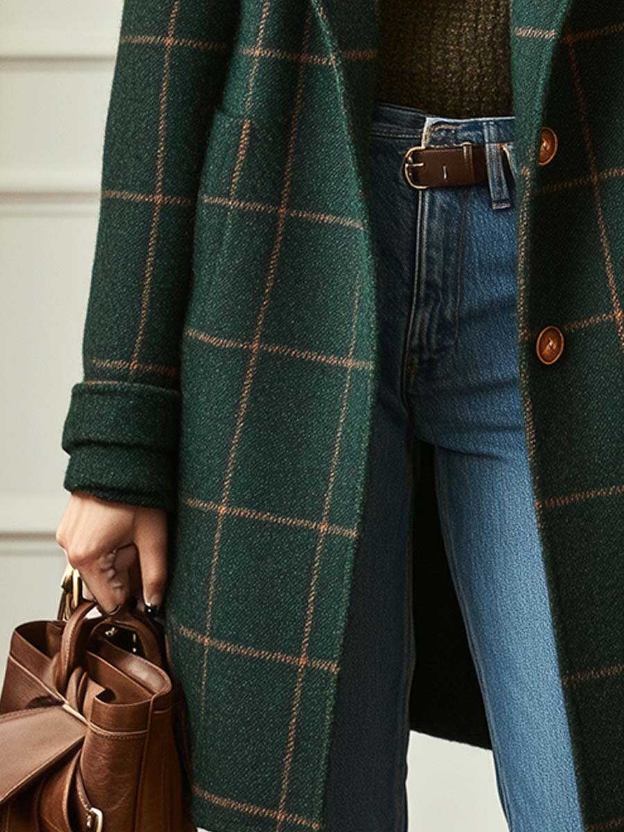 The Marisse - Classic Plaid Wool Coat